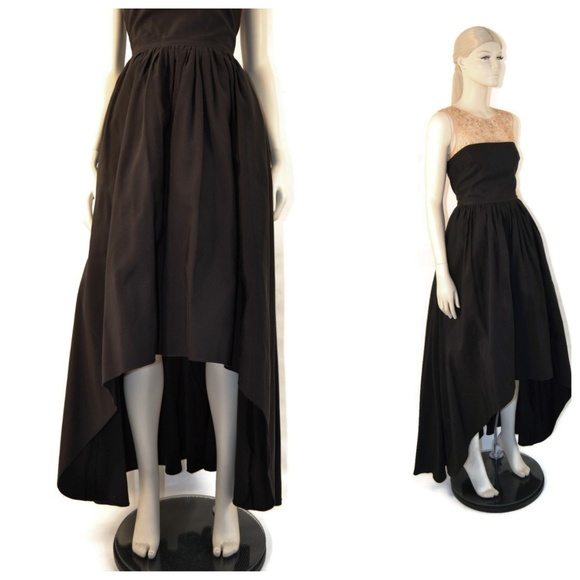 Marchesa Notte Black Silk High Low Mesh Dress 4 - Picture 2 of 8